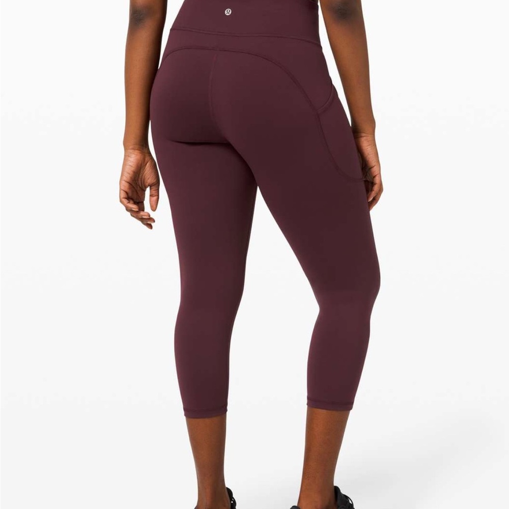 Lululemon Invigorate Burgundy Cropped Leggings Sz 6